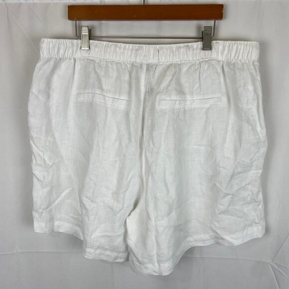 Tahari Women's 100% Linen White Shorts 6" Inseam Elastic Tie Waist Size 1X - Picture 5 of 8